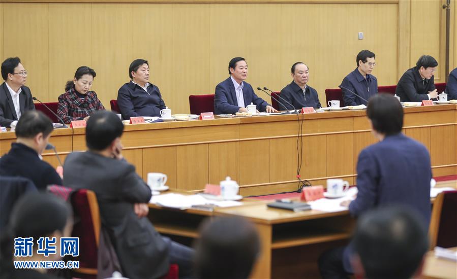 3月17日，中共中央政治局委員、中央書記處書記、中宣部部長劉奇葆在北京出席中華優秀傳統文化傳承發展工作座談會。 新華社記者丁林攝