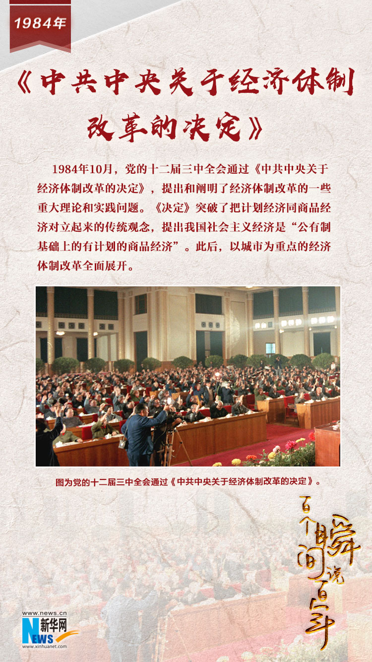 1984，《中共中央關于經濟體制改革的決定》