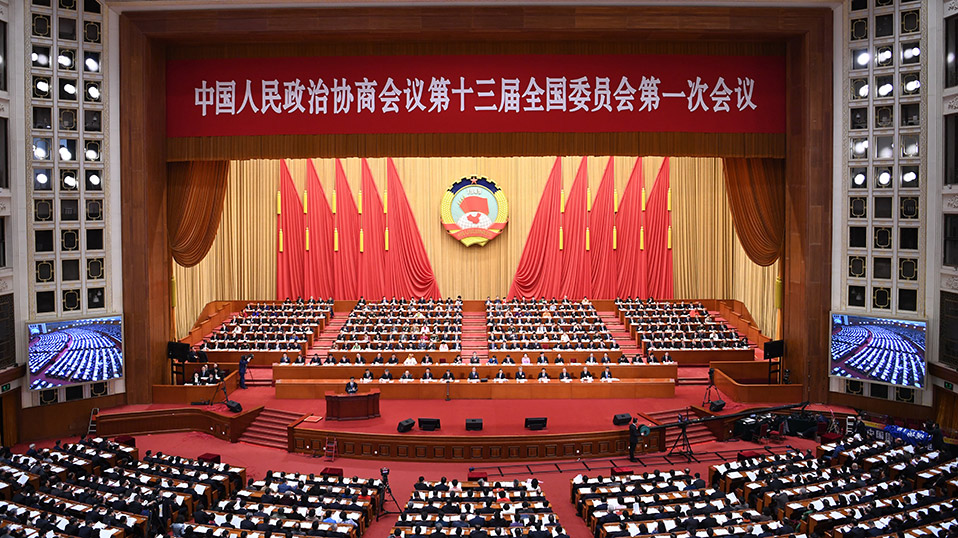 全國政協十三屆一次會議舉行第二次全體會議