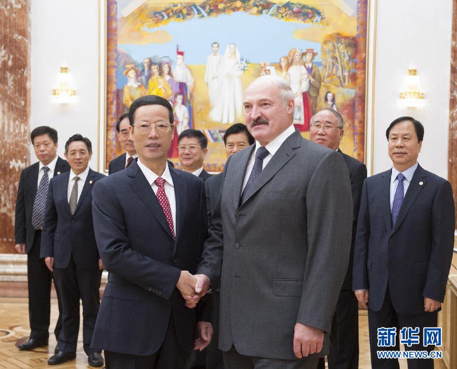9月26日，應邀訪問白俄羅斯的國務院副總理張高麗在明斯克會見白俄羅斯總統盧卡申科。新華社記者王曄攝 