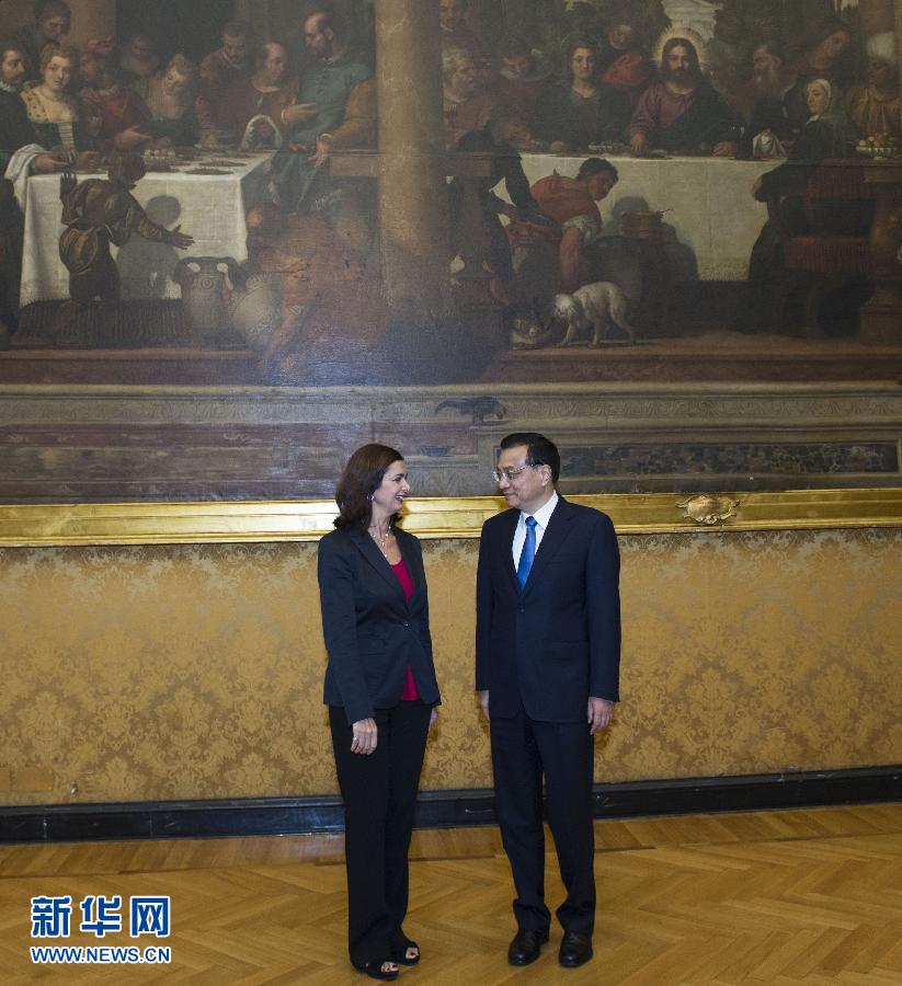 10月15日，中國國務院總理李克強在羅馬會見意大利眾議長博爾德里尼。 新華社記者王曄攝 