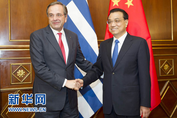 10月16日，中國(guó)國(guó)務(wù)院總理李克強(qiáng)在意大利米蘭會(huì)見希臘總理薩馬拉斯。 新華社記者 謝環(huán)馳 攝