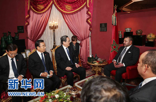 11月4日，中國全國政協主席俞正聲在非斯會見摩洛哥國王穆罕默德六世。 新華社記者 劉衛兵 攝