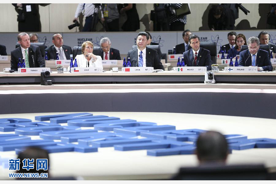 4月1日，第四屆核安全峰會在美國首都華盛頓舉行。國家主席習近平出席并發表題為《加強國際核安全體系，推進全球核安全治理》的重要講話。新華社記者蘭紅光攝