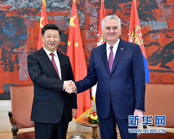 6月18日,國家主席習近平在貝爾格萊德同塞爾維亞總統尼科利奇舉行會談。 新華社記者 李濤 攝 6月18日,國家主席習近平在貝爾格萊德同塞爾維亞總統尼科利奇舉行會談。 新華社記者 李濤 攝